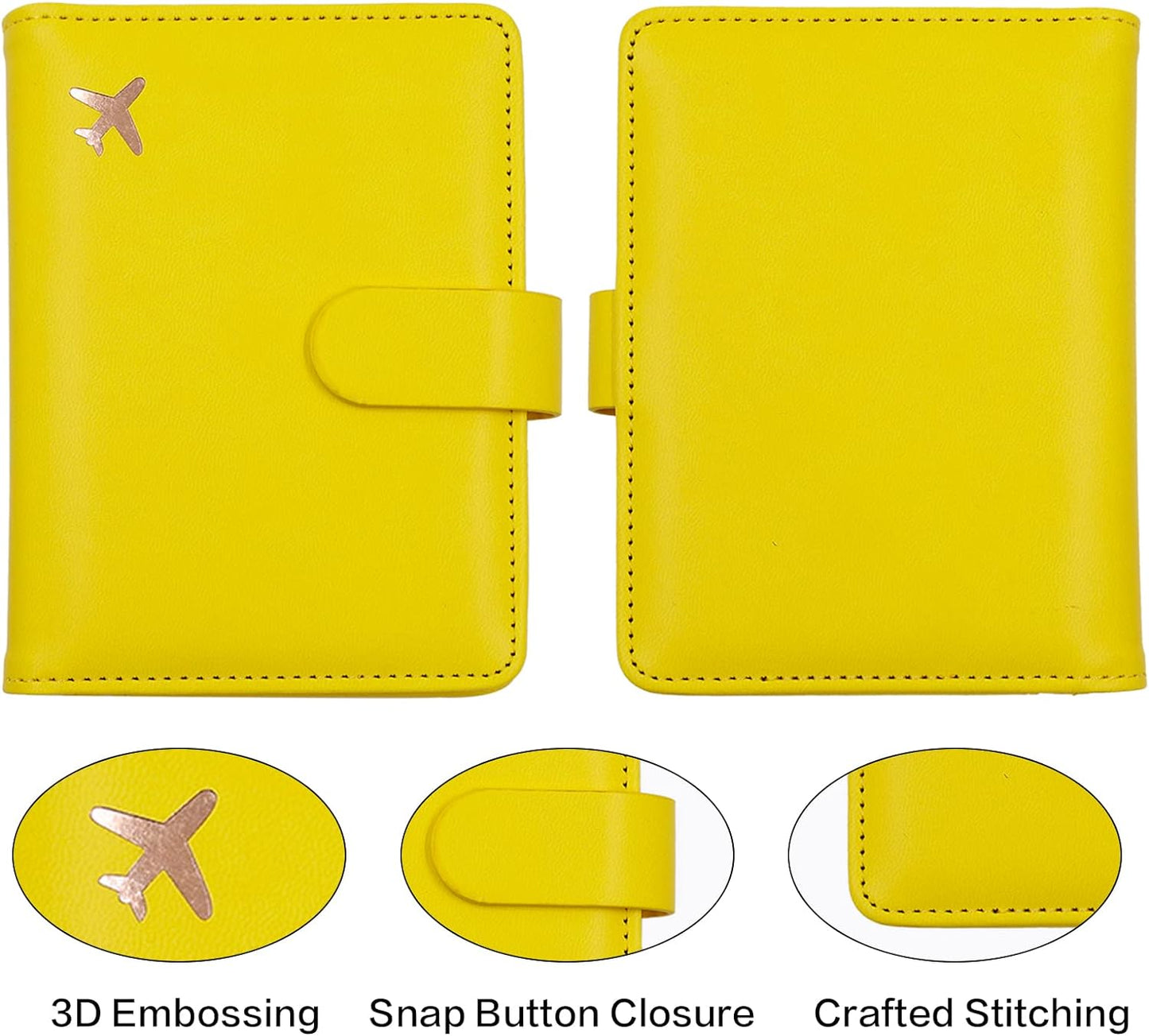 Melsbrinna RFID Passport Holder for Travel Women/Men, Cute RFID Blocking Wallet with Card Slots, Travel Wallet/Passport Case (1, Yellow)