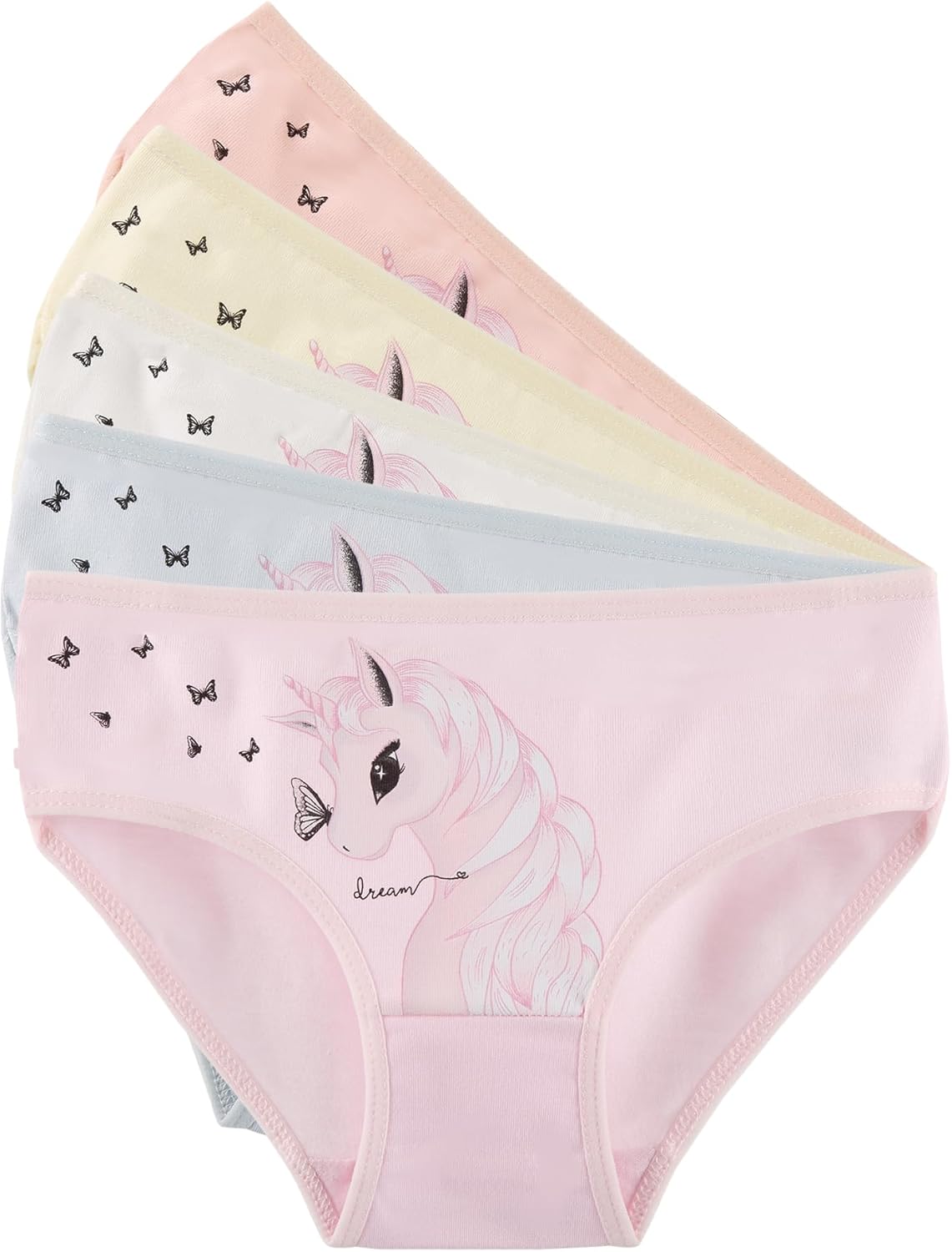 Donella Girls' Soft Cotton Underwear - Kids Bikini Brief Panties for Girls and Toddlers 5-Pack, Age: 2-15