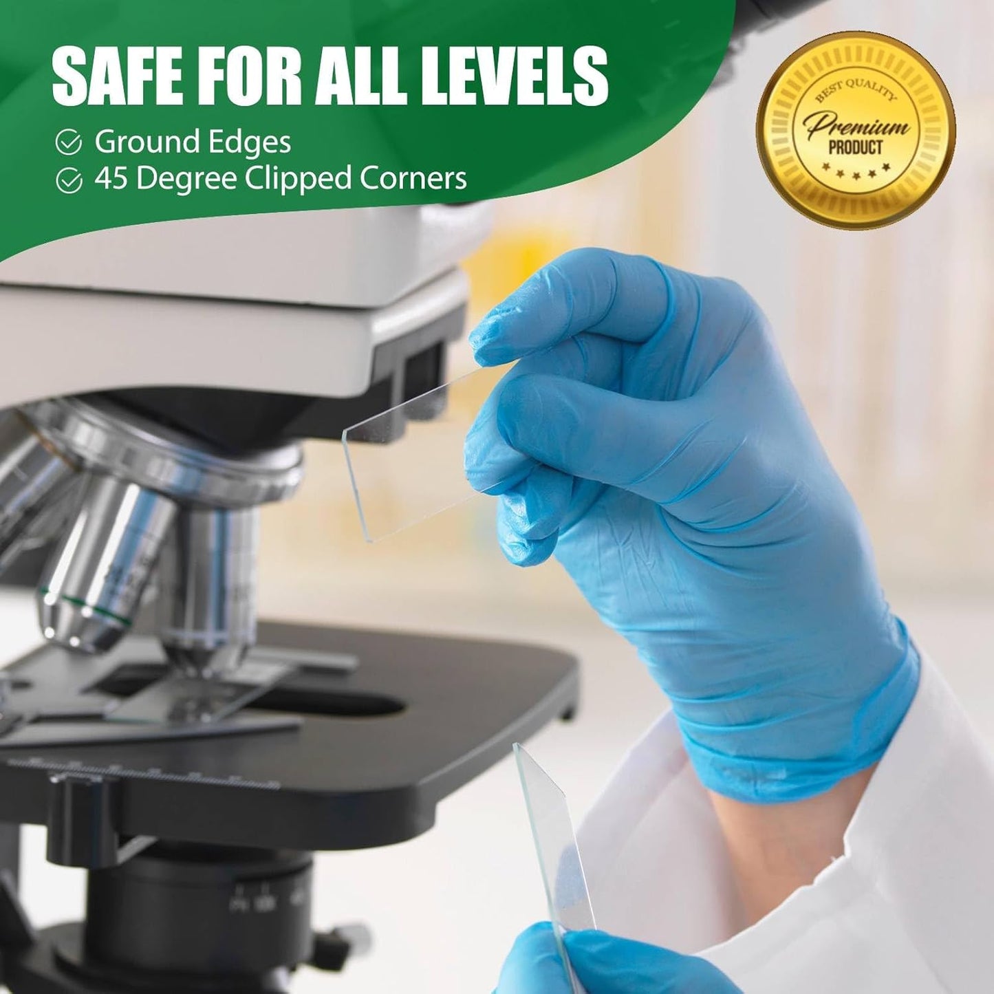 Microscope Slides, Pre-Cleaned Ultra-Clear Blank Microscope Slides and Covers – 50 Slides, 100 Coverslips, 45° Ground Edged Optical Glass Slides for Microscope, Perfect for Classroom & Lab Use