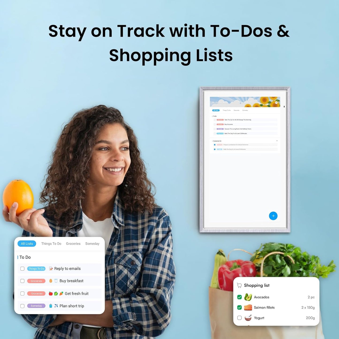 ApoloSign 15.6-inch Digital Calendar: Dual Mode Calendar with Google Play & Multi-calendar Sync, Electronic Planner & Chore Chart, Smart Touchscreen, Interactive Display for Family Schedules (Gray Wood, 15.6")
