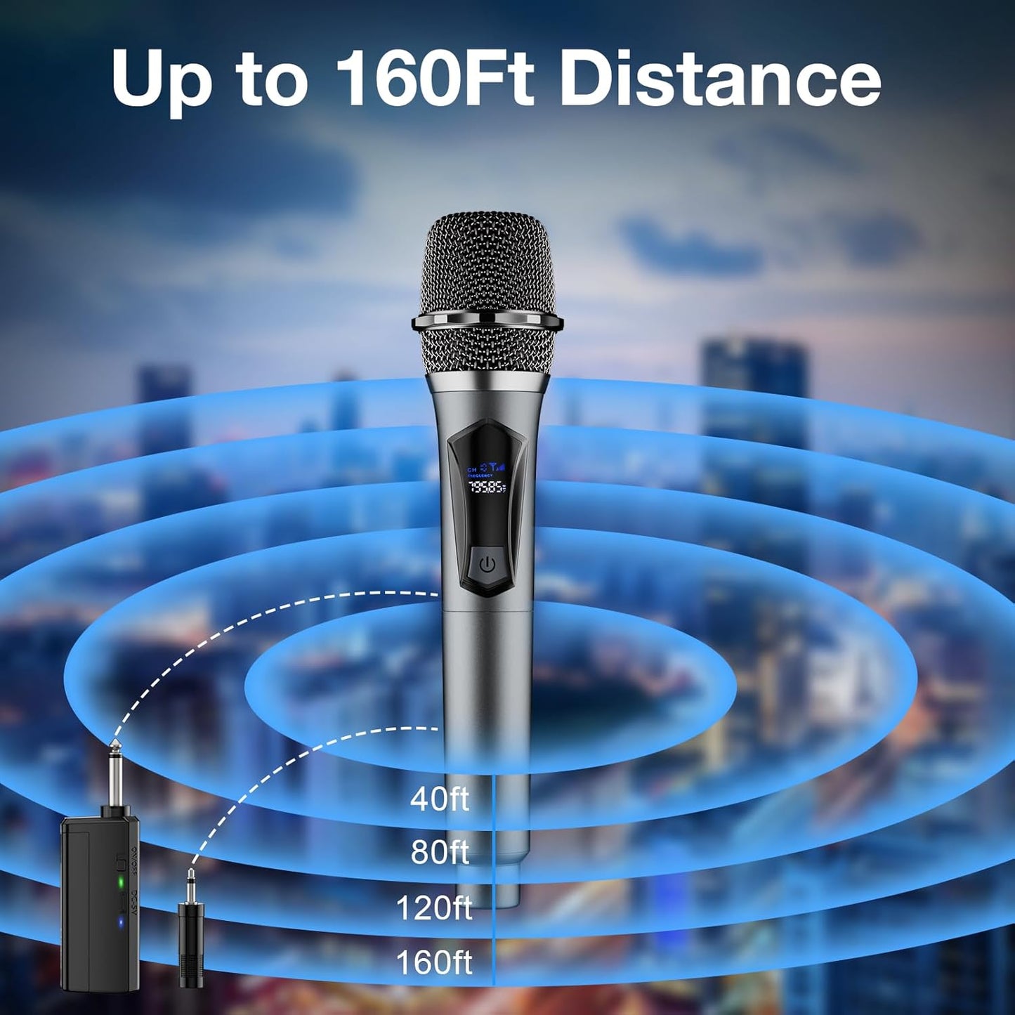 Wireless Microphone,Professional Dual Handheld Cordless Dynamic Mic System with Rechargeable Receiver,Karaoke Microphone Set for Singing, Karaoke, Wedding, DJ, Party, Speech,Church,Class Use,PA System