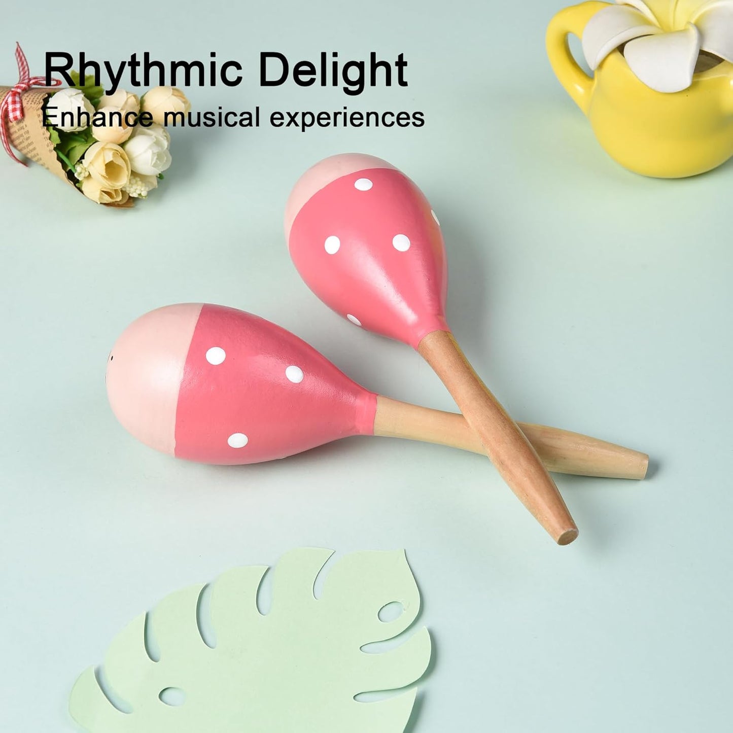 Maracas for Adults Kids Babies, Wooden Maracas Shaker Musical Instrument