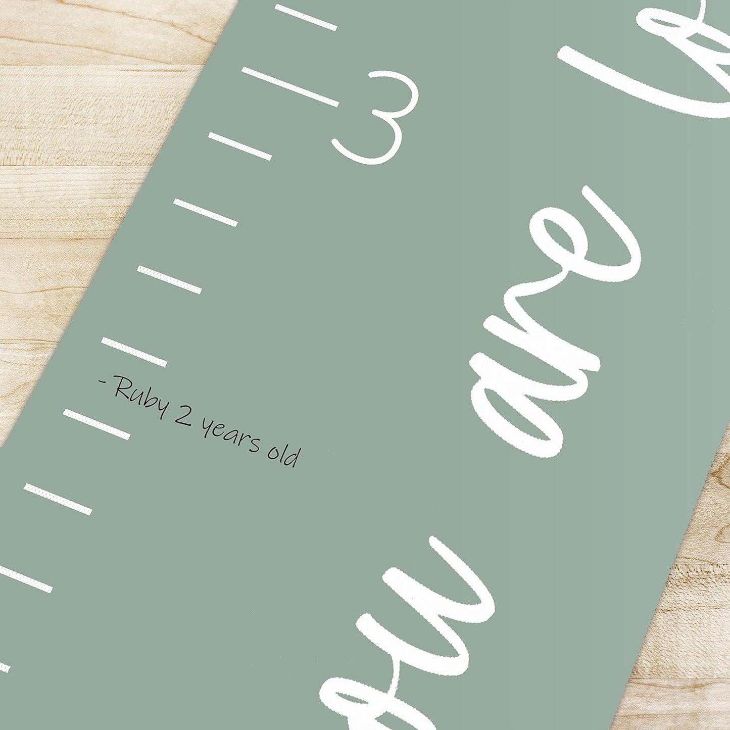 Morxy Canvas Growth Chart for Kids - Unisex Kids Room Wall Decor - Measuring Height Chart- Wall Tape with Height Chart for Kids (Canvas, Loved Beyond Measure- sage)