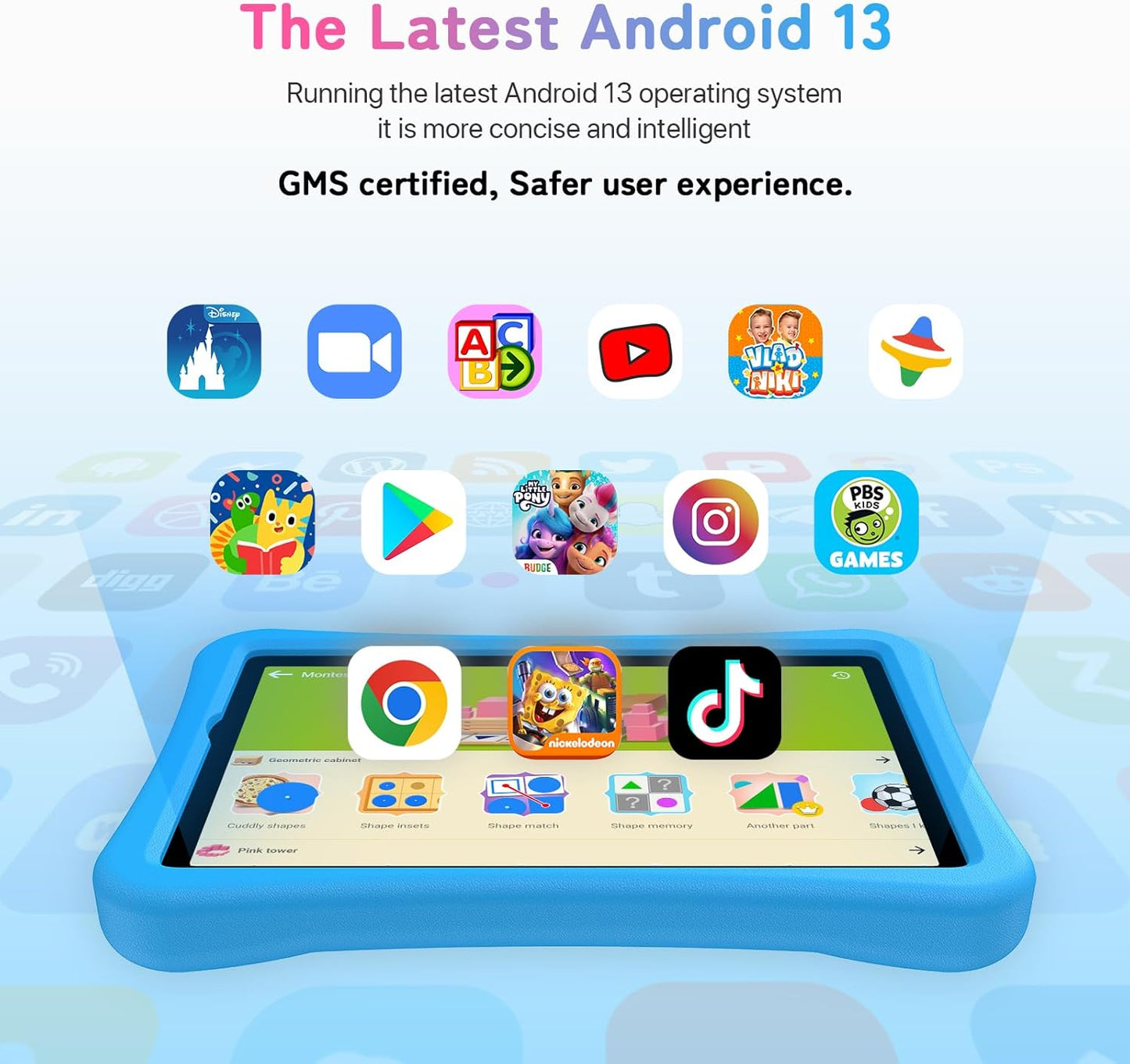 UMIDIGI Kids Tablet, G1 Tab Android Tablet PC, 10.1" Tablet for Kids, 8G+64G up to 1TB, WiFi 6, 8MP+8MP Dual Camera, Quad-Core, 6000mAh, BT5.0, TÜV Eye Bluelight, Parental Control,Blue