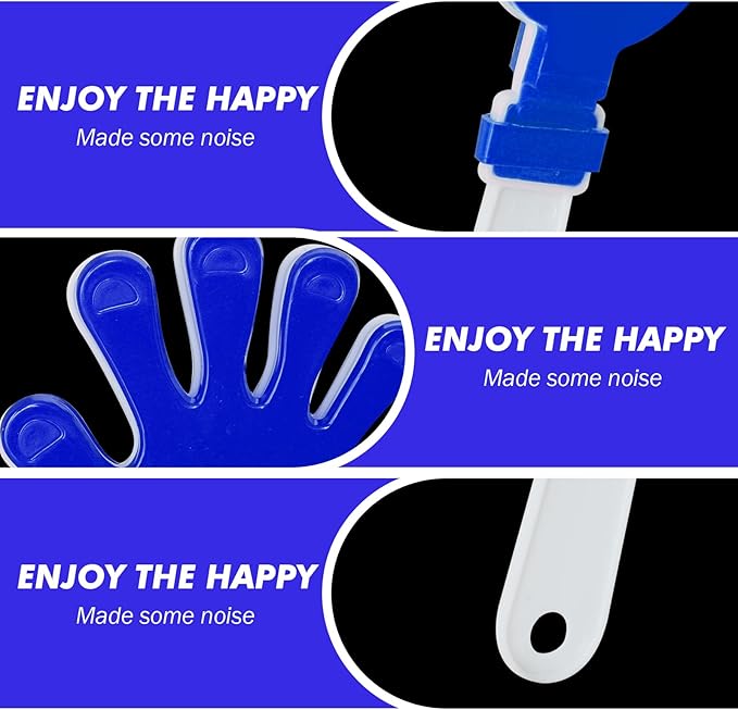 60 Pcs Hand Clappers Noisemakers 7.5 Inch Clappers Noisemakers Plastic Hand Clappers for Birthdays Game Football Sporting Events Cheers Supplies Dance Basketball Football Noisemakers(Blue and White)