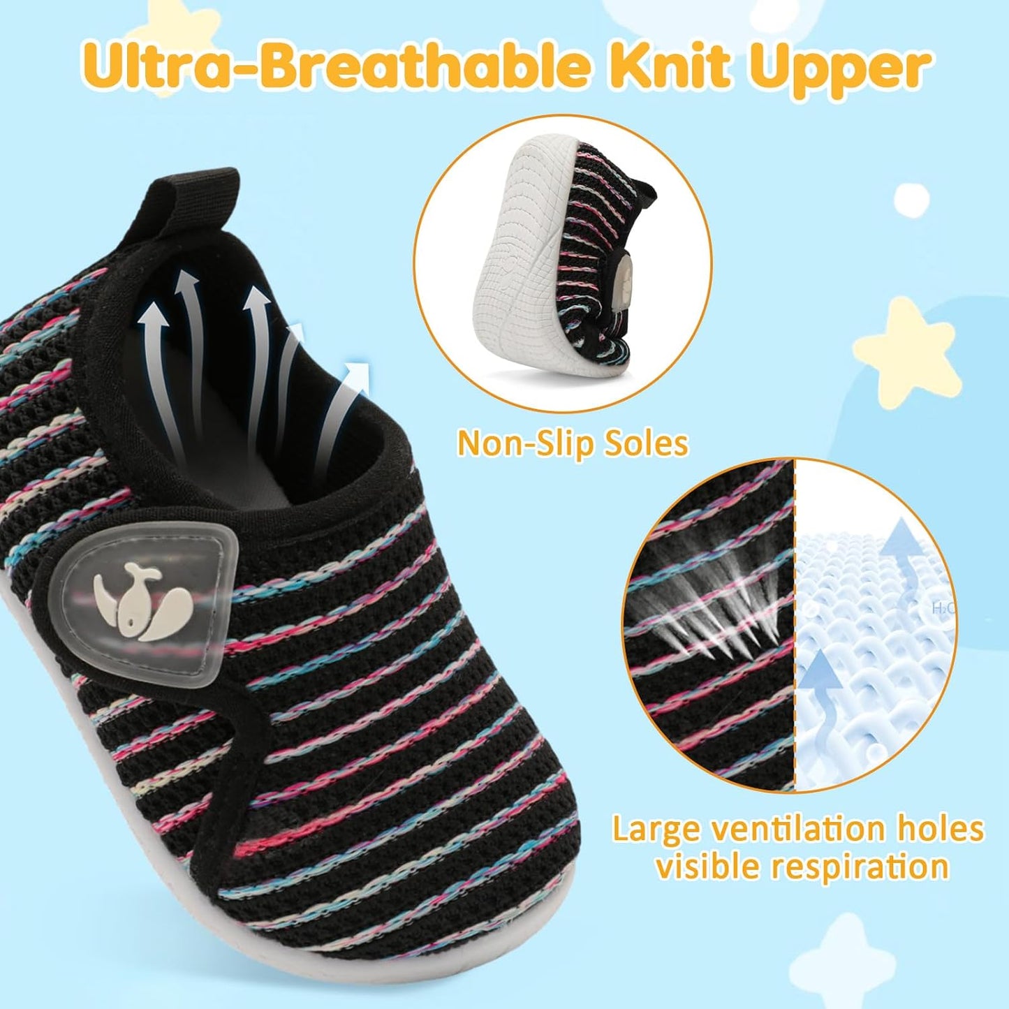 FEETCITY Toddler Walking Shoes Slip On Toddler Shoes Boys Girls Kids Sports Sneakers Casual School Shoes Barefoot Shoes