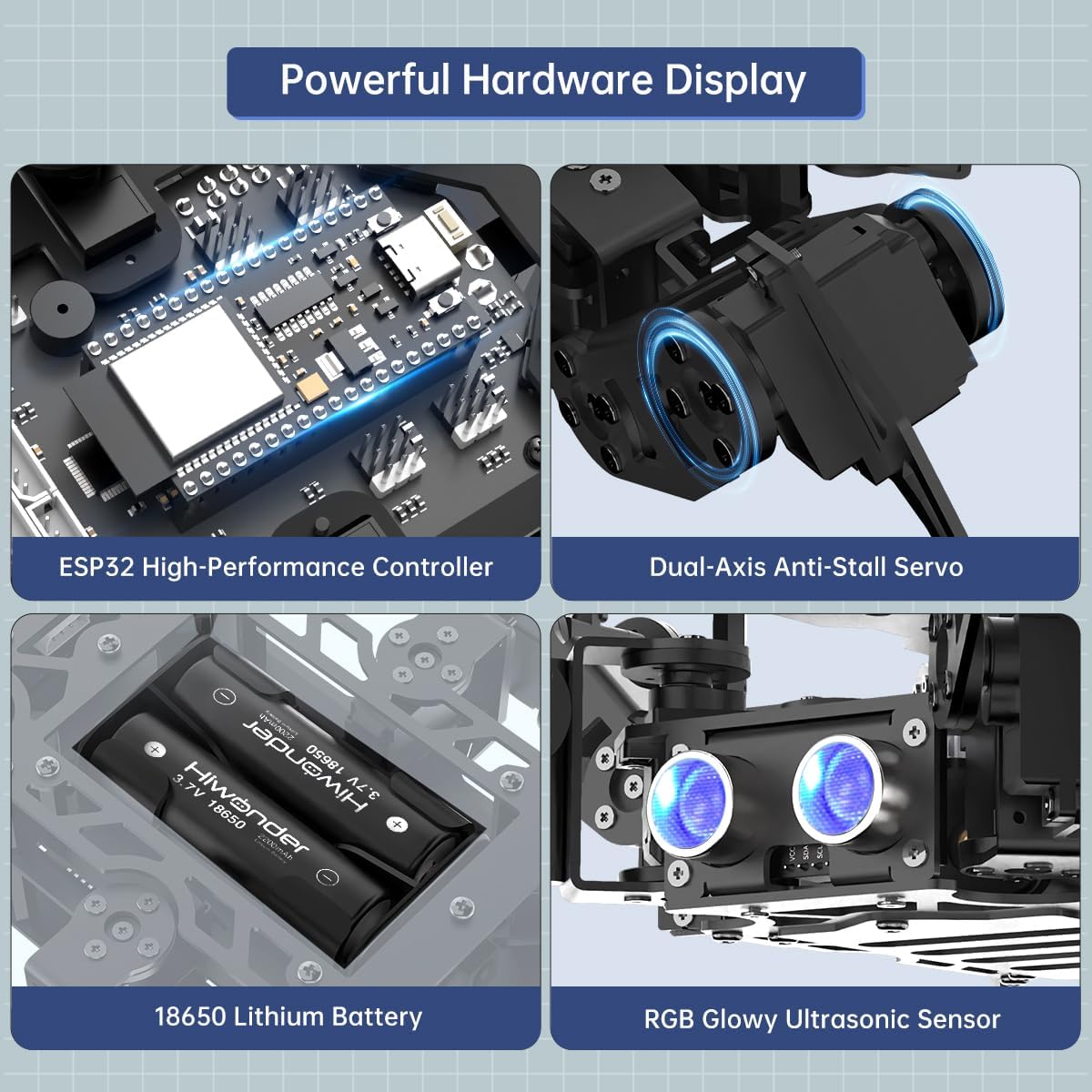 18DOF Hexapod Robot for Arduino Programming, Spider Walking Crawling Self-Balancing AI Vision Voice Control Obstacle Avoidance, STEM Education Open Source Robot with Tutorials, miniHexa Advanced Kit