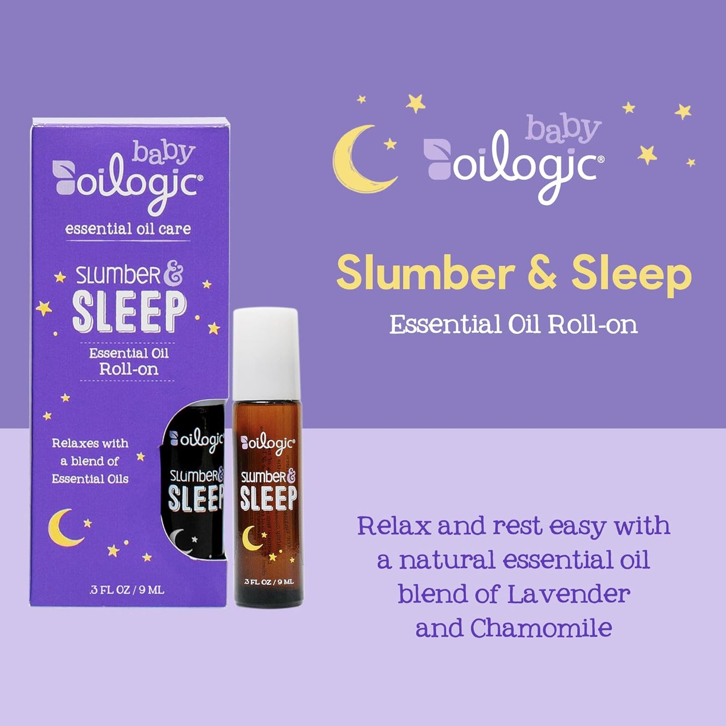 Oilogic Slumber & Sleep Roll-On Essential Oil for Babies & Toddlers - Gentle Aromatherapy Essential Oils, Mess-Free Comfort & Wellness Blends - Pediatrician-Tested Safe for Baby, .2 Fl Oz