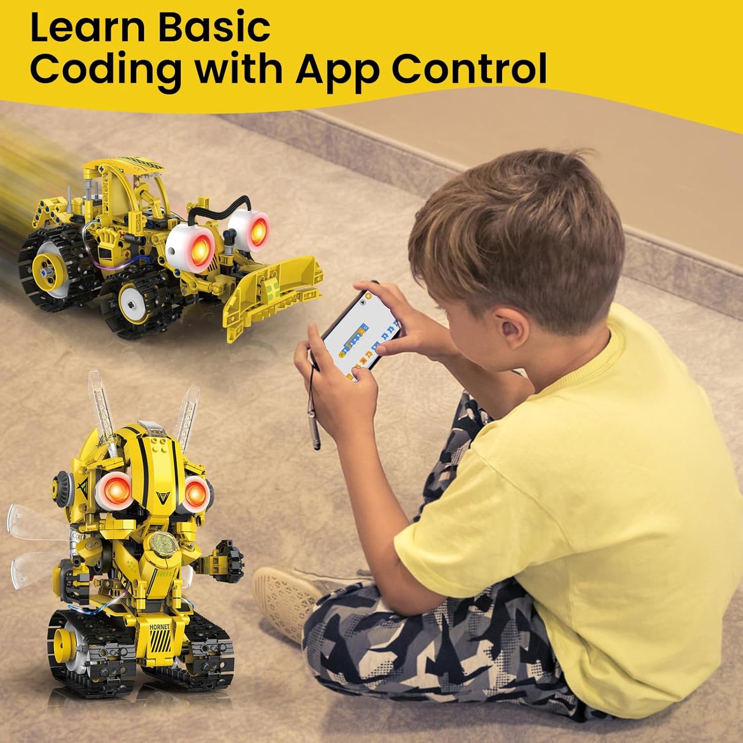 5-in-1 STEM Robot Building Kit for Kids Ages 8-16, Remote & App Controlled, Rechargeable Engineering Learning DIY Coding Toy, Educational Building Blocks Gift for Girls & Boys (673 PCS)