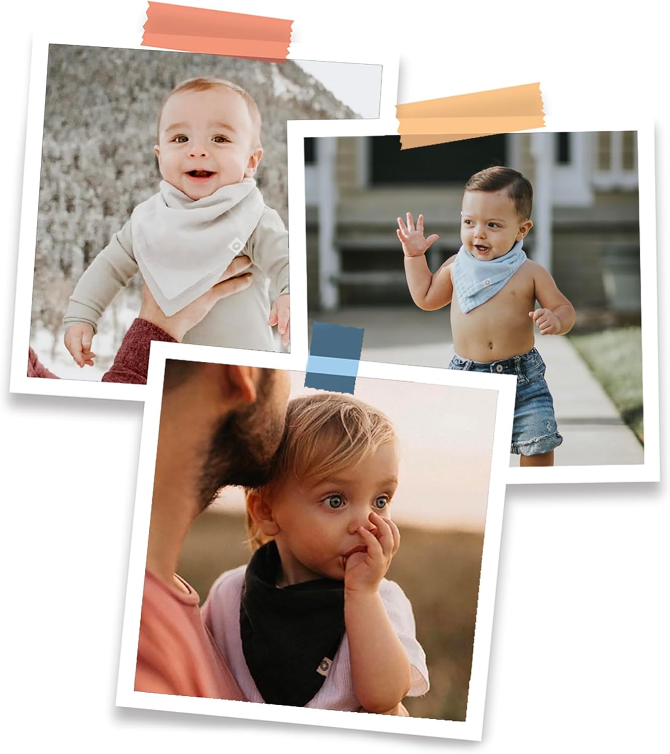 Kishu Baby Indi Organic Baby Bandana Bibs – Fairtrade 4-Way Reversible Drool Bibs for Boys & Girls – Unisex (Set of 5)