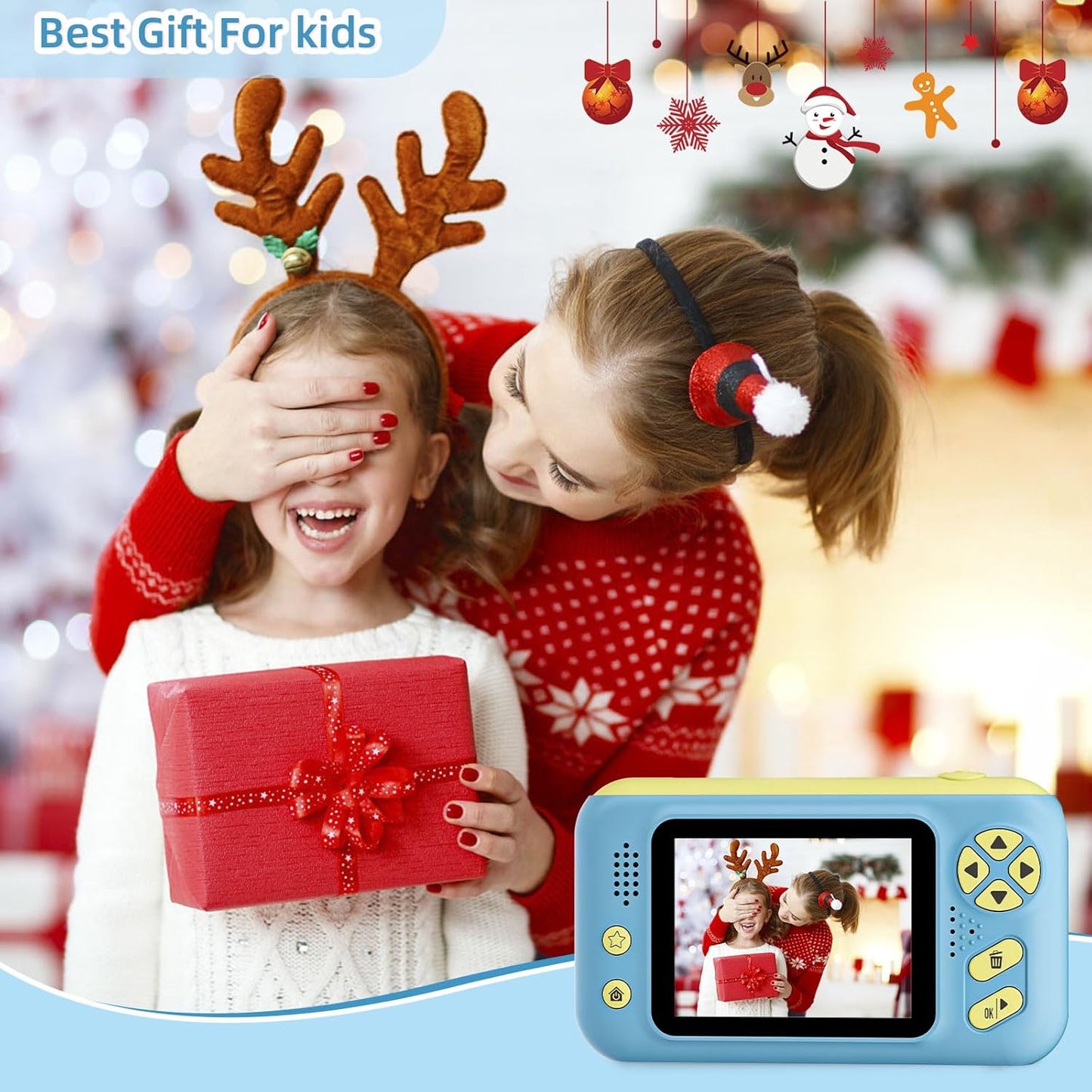 Camera for Kids, Toddler Volging Cameras Age 3-8 Christmas Birthday Gifts for Boys and Girls 3-12 Year Old Boys Digital Camcorder for Video Portable Kids Selfie Camera with 32GB SD Card Blue