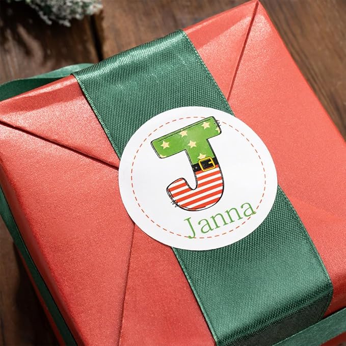 callie Personalized Santa Stickers with Initial Name, Custom Christmas Waterproof Cute Labels for Gift Box, Party Decorations, Envelopes, 30pcs