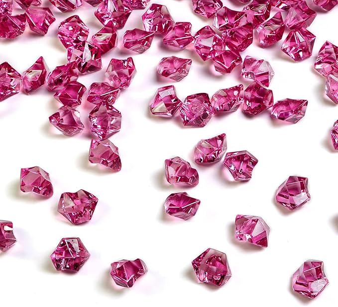 HappyFiller 15 OZ Burgundy Fake Ice Rocks Crystal Acrylic Gem Stone for Glass Vase Fillers,Candle Holder Decor, Wedding Centerpieces,Crafts,Dessert Table Decorative Scatter,Party,Home Accents