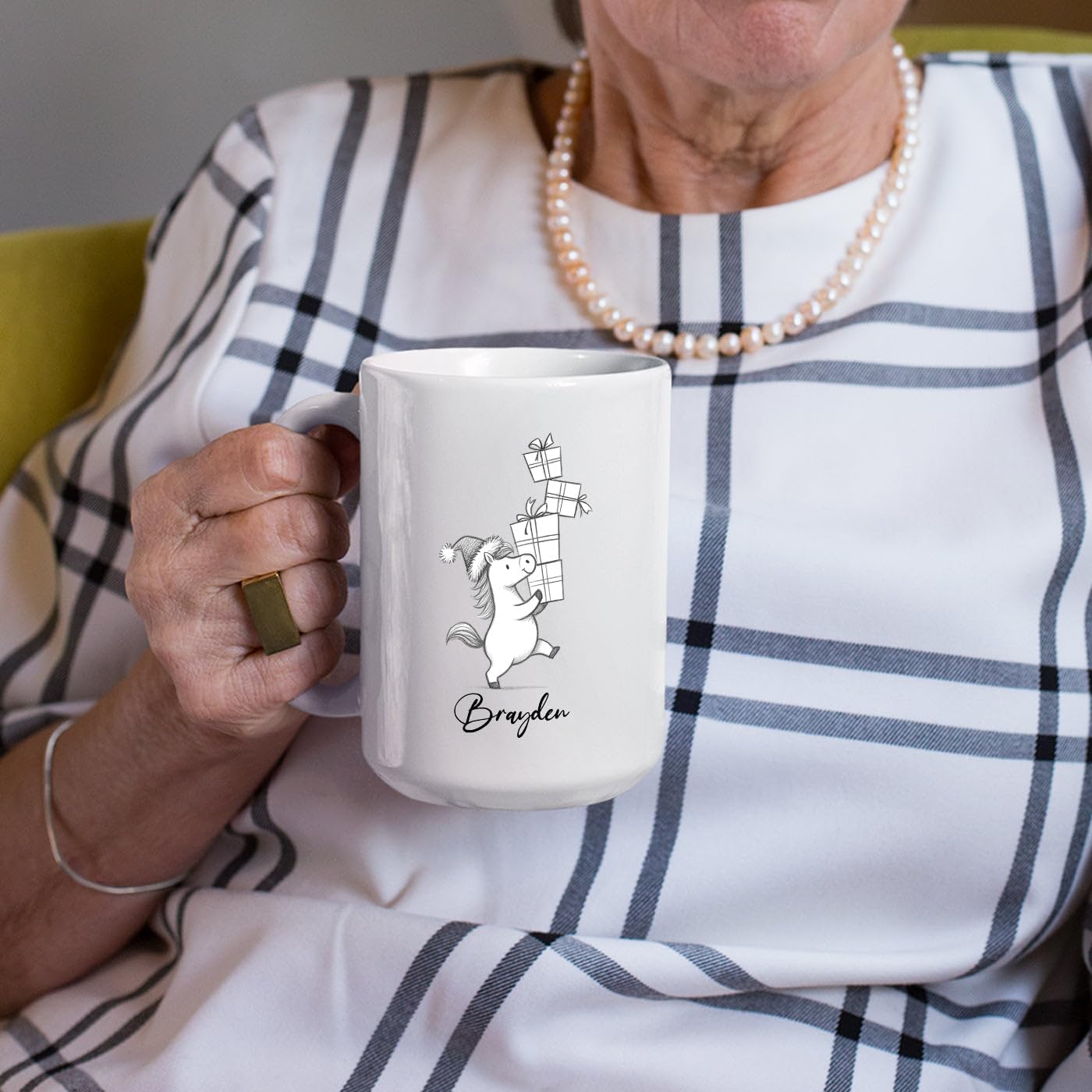 Awesome Horse Coffee Mug Gift for Horses Lovers Brother Sister Birthday Christmas, Personalized Horses Accent Teacup, Customized Name Horse Ceramic Mug 11Oz 15Oz, Cute Animal White Cup Gift For Kids