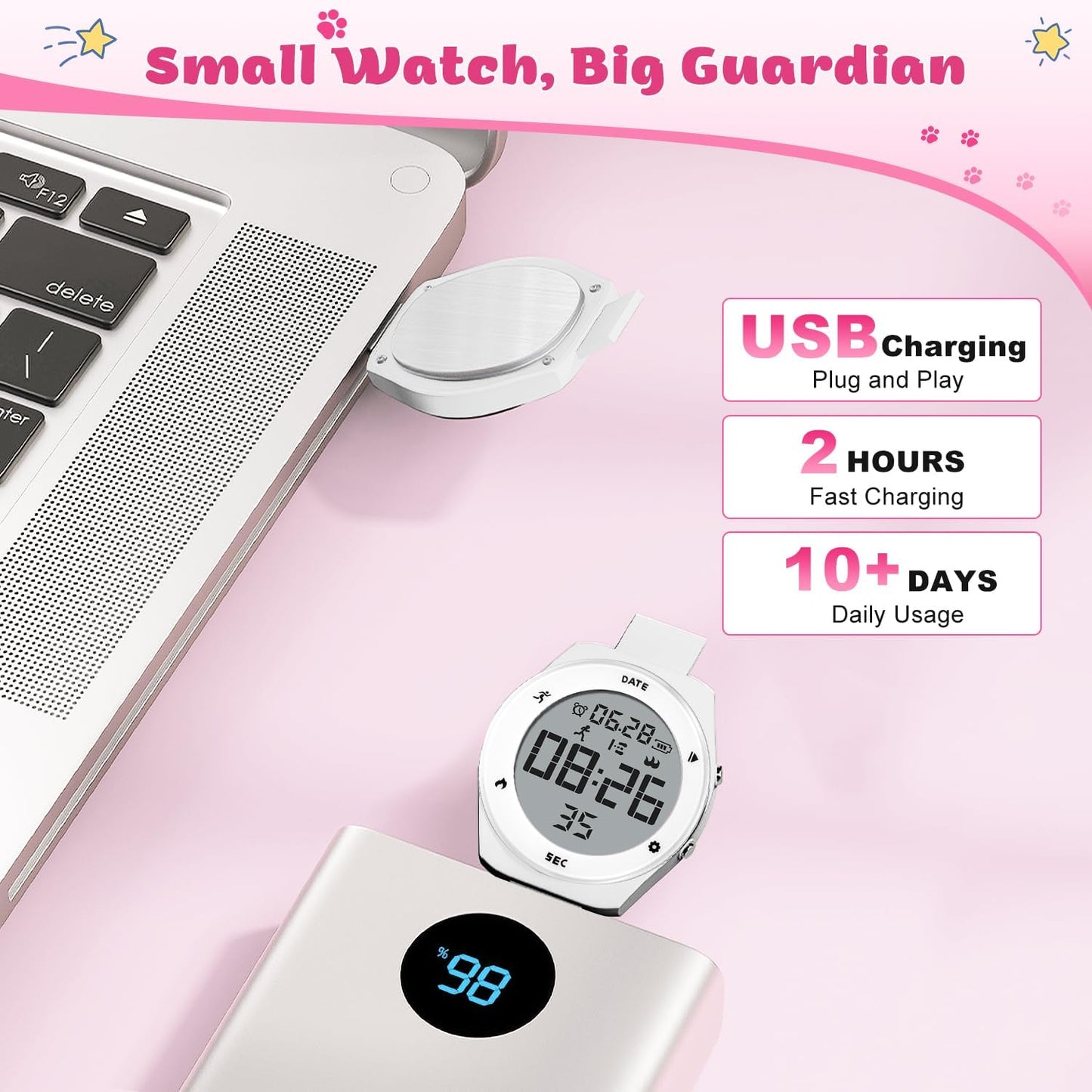 Kids Watches for Girls Boys Digital Sport Watch with Step Counter Pedometer Vibration Alarm Clock, No App Waterproof Fitness Tracker Kids Watch Boys Girls Teens Students Ages 5-16