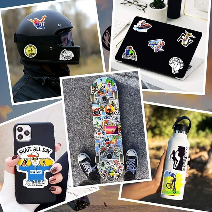 QTL Sport Stickers for Teens Kids Sport Stickers for Water Bottle Skateboard Laptop Waterproof Vinyl Packs 50Pcs