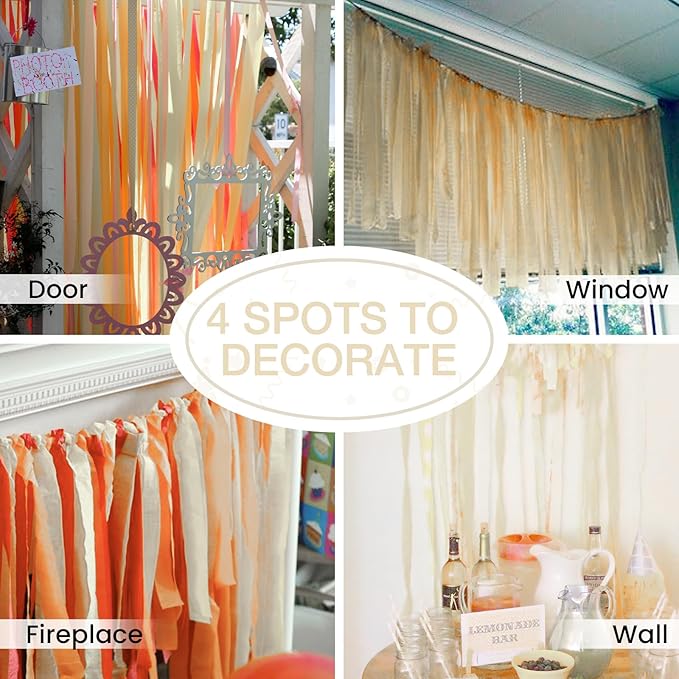 PartyWoo White Crepe Paper Streamers 4pcs 328ft Pack of Sand White Crepe Paper Streamers for Birthday Wedding Baby Shower Engagement Bachelorette Anniversary Graduation Retirement Party Decorations