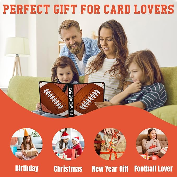 Trading Card Binder 9 Pocket - Football Card Binder with Sleeves 900 Double Sided Pockets Sports Trading Cards Album Cards Holder Protectors Set Fit for Game Cards, Sports Cards