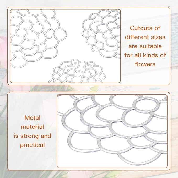 KOYILTD 3 Pcs Modern Flower Frog Metal Flower Arrangement Holder Floral Grid Used for Vase Flower Arrangement Art Convenient Stem Holder for Flowers Flower Frog Organizer Metal Lid for Vase (Silver)