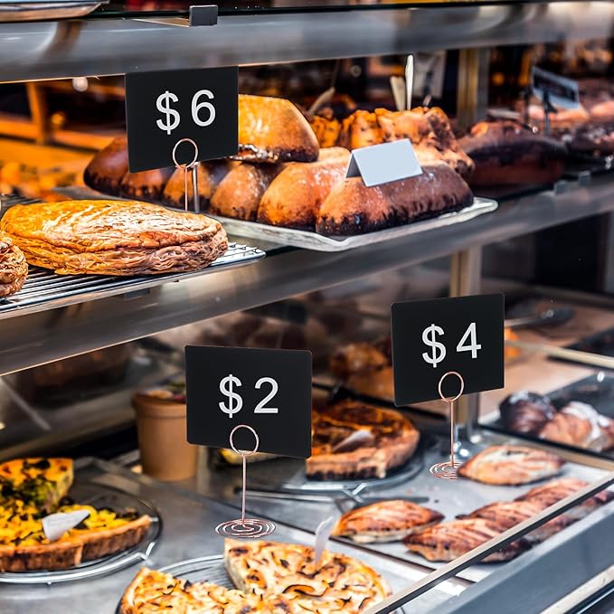 TecUnite 12 Pcs Mini Chalkboard Signs, 4"x3" Small Chalkboard Label with Metal Stand 2 Water Based Chalk for Food Buffet Tabletop Blackboard Sign for Party Bakery(Rose Gold,8.7 x 2.8 in)