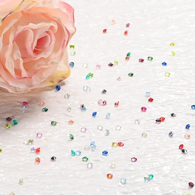 14400-Pack Acrylic Diamonds, 0.12 Inch/3mm Wedding Table Scatter Confetti Crystals for Vase Fillers/Art Craft, Acrylic Diamonds Gems [Dark Blue AB]