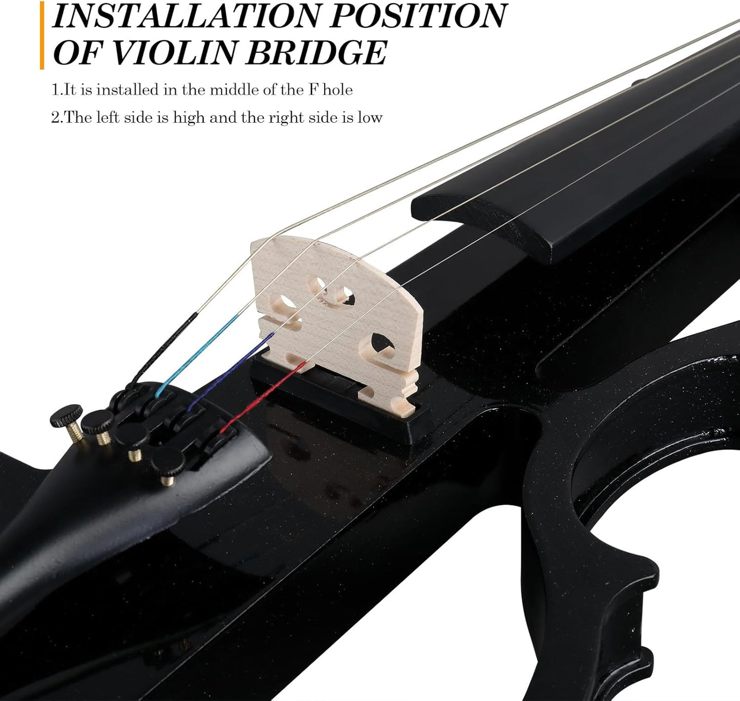 Electric Violin 4/4 Kit, Beginner Violin for Adults, Students,Full Size Violins Set with Case, Bow, Rosin, and Headphones,Black