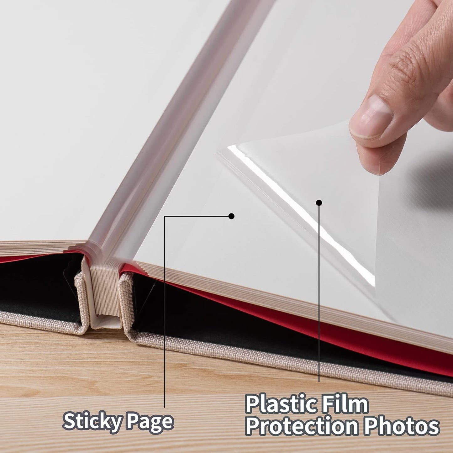 Photo Album Self Adhesive Scrapbook Album for 4×6 Pictures DIY Magnetic Linen Cover Album 30 Blank Pages Great Gift for Family, Wedding, Birthday, Christmas, Anniversary(Light Beige)