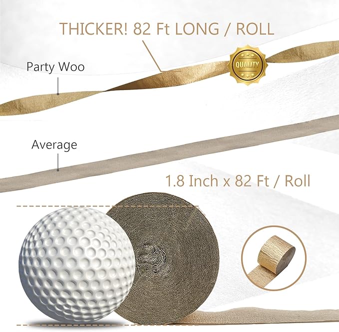 PartyWoo Crepe Paper Streamers 4 Rolls 328ft, Pack of Burgundy and Gold Crepe Paper for Party Decorations, Wedding Decorations, Birthday Decorations, Baby Shower Decorations (1.8 Inch x 82 Ft/Roll)