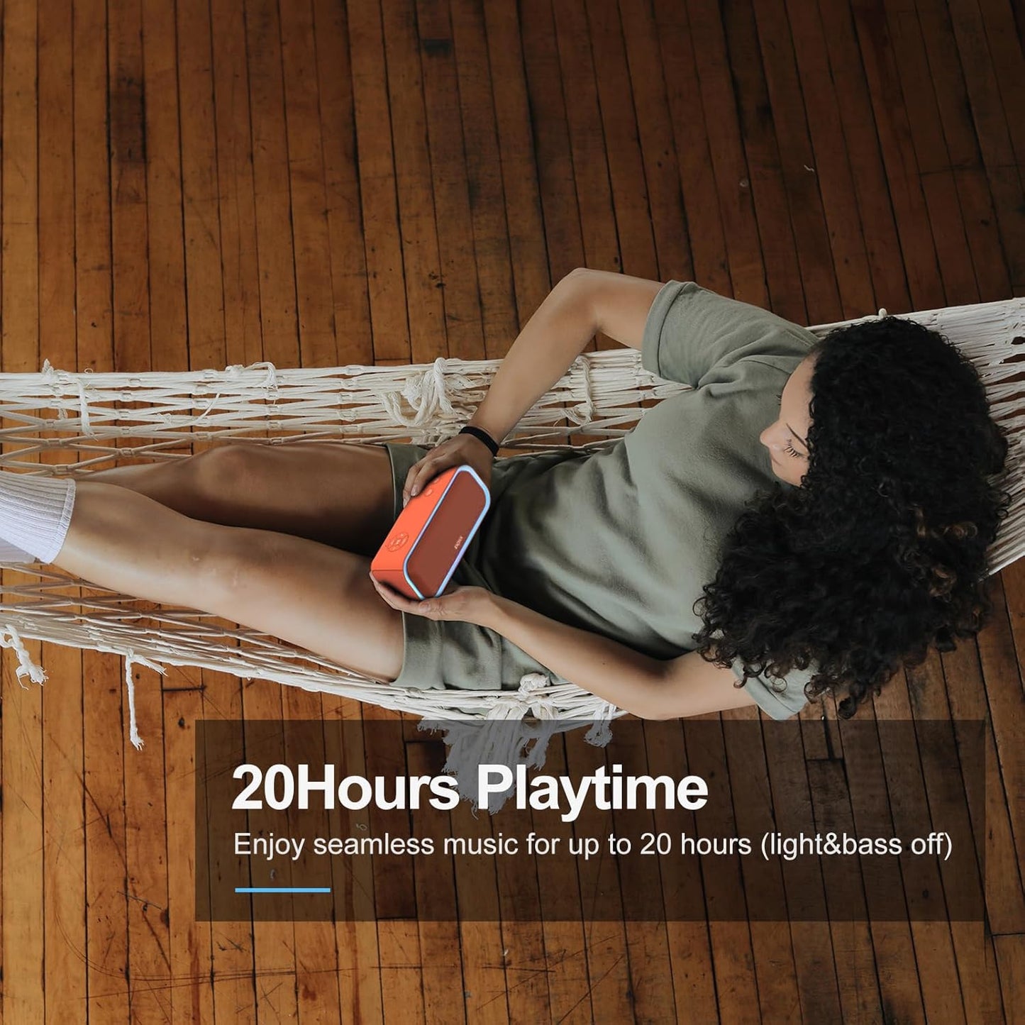 DOSS SoundBox Pro Bluetooth Speaker with 20W Stereo Sound, Active Extra Bass, IPX6 Waterproof, TWS Pairing, Multi-Colors Lights, 20H Playtime, Portable for Beach, Outdoor-Orange