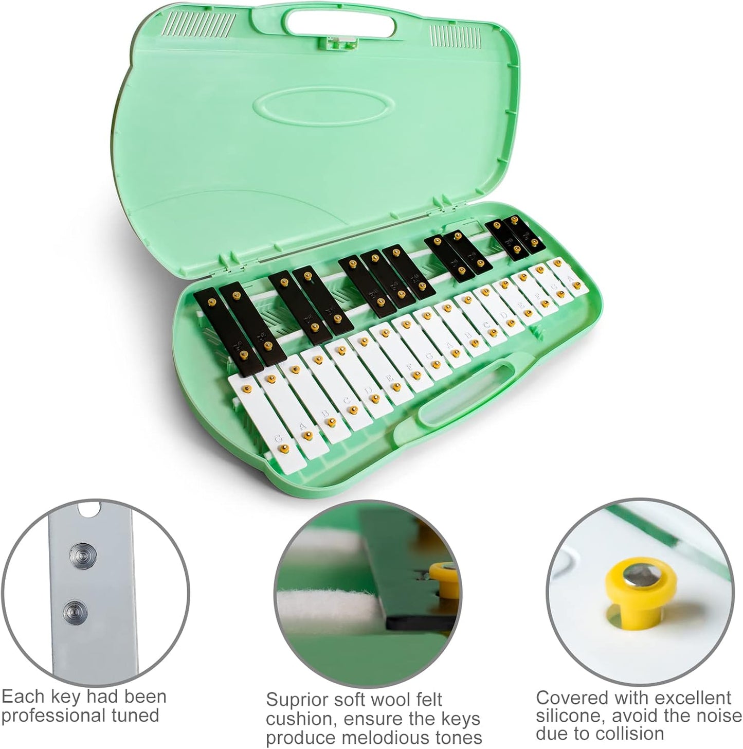 MUSICUBE 27 Keys Xylophone for Kids Adults Professional Glockenspiel Instrument with 2 Mallets & 11 Music Sheets Educational & Preschool Learning Musical Toys for Toddler Boys Girls Aged 3+（G5-A7）