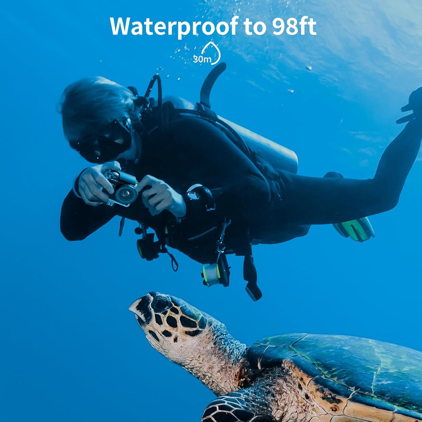 AKASO EK7000 4K30fps Action Camera with 64GB MicroSDXC U3 Memory Card 131ft Waterproof Camera with EIS 4X Zoom Remote Control Ultra HD 20MP Underwater Camera with Accessories Kit