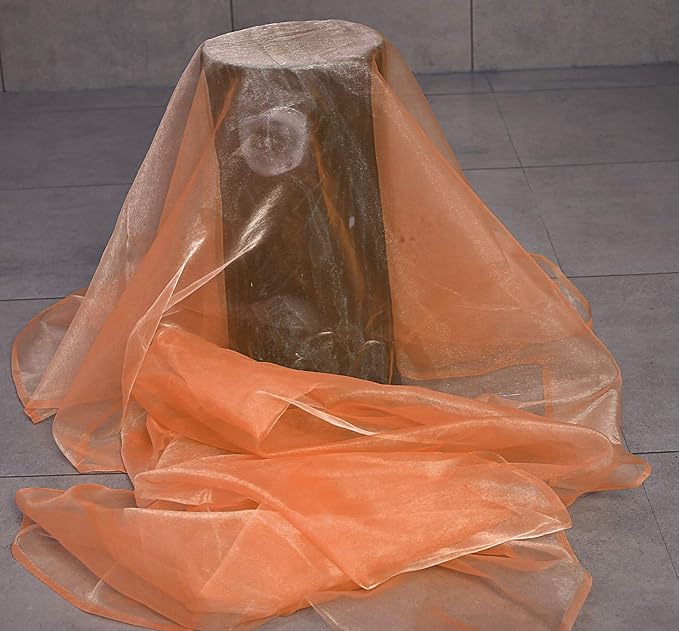 VDS Peach Organza Fabric, 75 Yards Continuous, 45” Wide, Wedding Party Decoration Iridescent Crystal Sheer Shiny Organza Tulle Bridal Dress DIY Crafts Costume Sewing Backdrop Arch Cloth