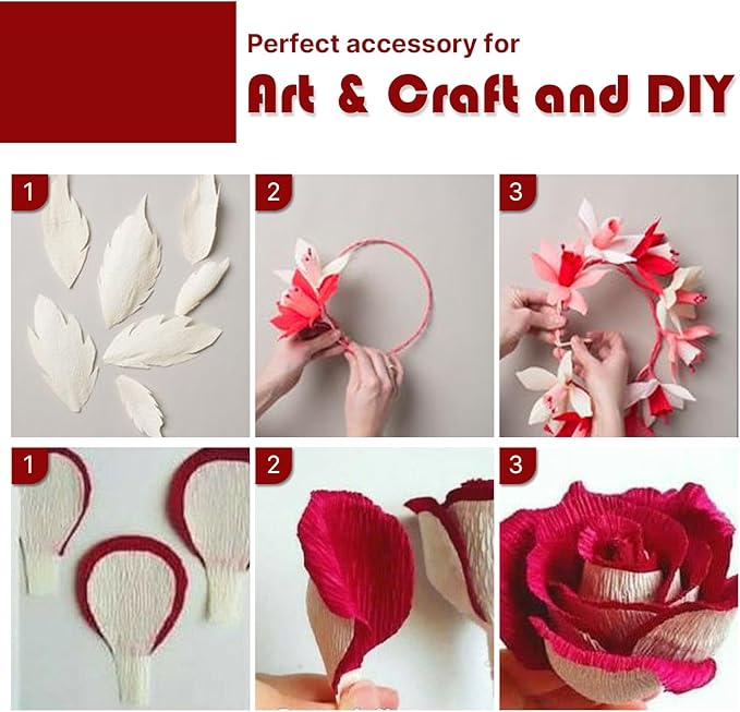 PartyWoo Burgundy Crepe Paper Streamers 4pcs 328ft Pack of Maroon Crepe Paper Streamers for Graduation Wedding Engagement Birthday Bachelorette Citizenship Strawberry Theme Party Decorations