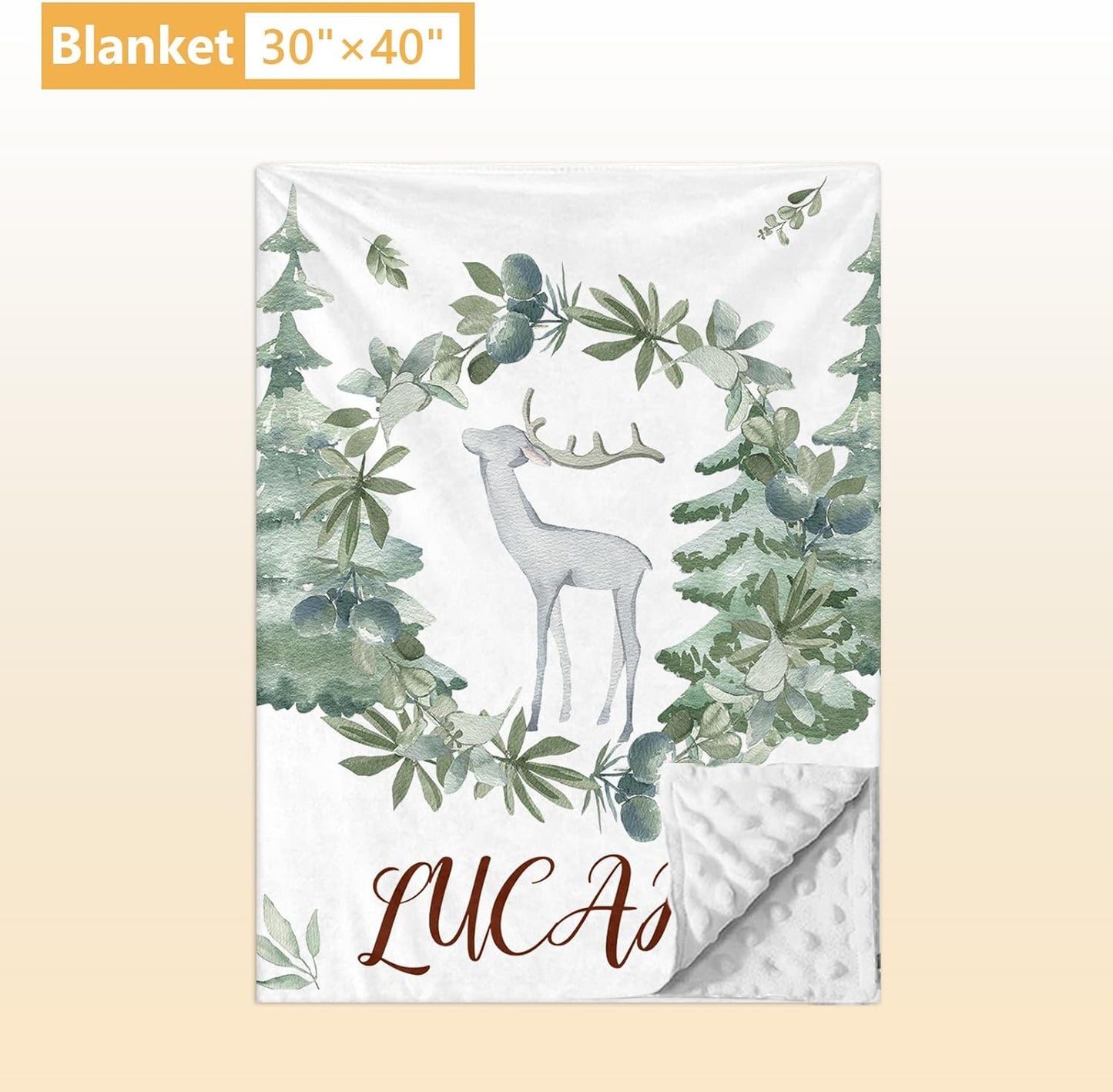 Personalized Baby Bedding Set - 5 Pcs Custom Toddlers Bedding Set with Infant Name - Soft Double Layer Nursery Crib Set for Girls Boys - Customized Infant Gifts for Baby Shower - Forest Deer