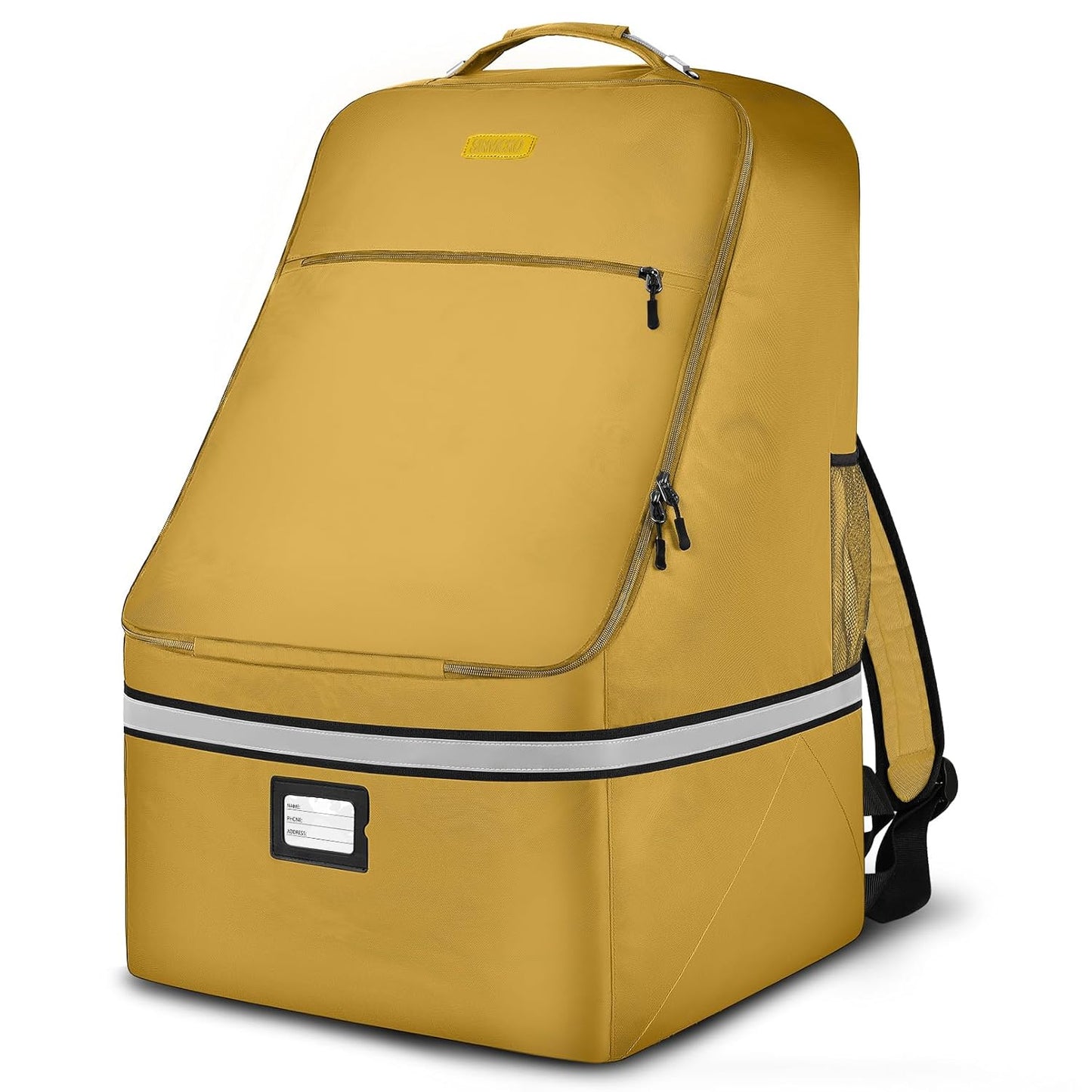 Car Seat Travel Bag - Padded Car Seat Carrier with Steel Cable Handle and Reflective Stripes, Large Durable Airport Gate Check Bag with Shoulder Strap