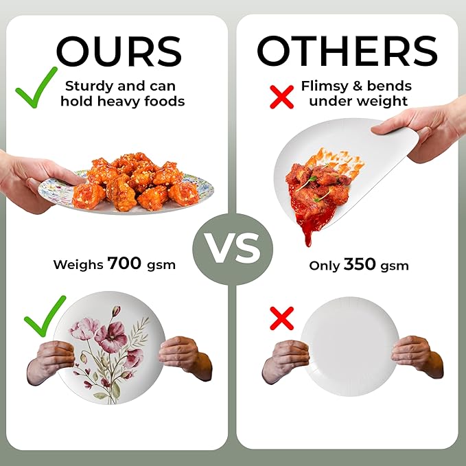 Trendables Heavy Duty Paper Plates Set For 16 Guests - 16 Each Of 8-inch And 10-inch Disposable Plates For Party - Fancy 32 Piece Dinnerware Set For All Occasions | Floral Design, Provincial