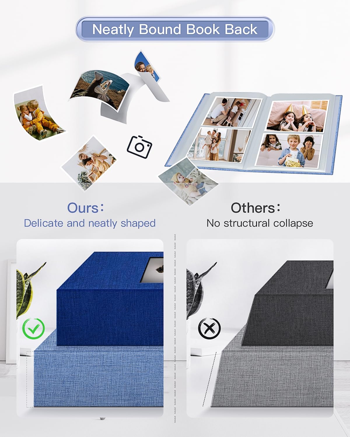 Popotop Photo Album 4x6-200 Photos Photo Books with 200 Horizontal Pockets,Linen Cover Albums for Family Wedding Anniversary Baby Vacation Pictures