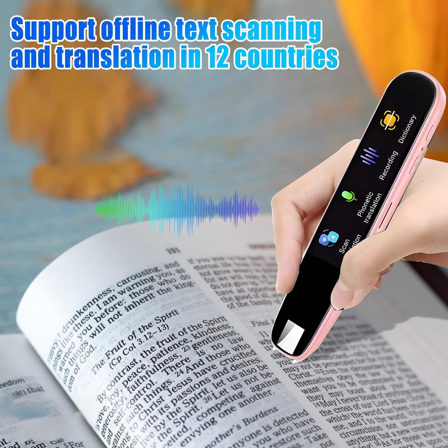 Translation Scanning Pen, OCR Digital Reading Pen with 112 Language, Pen Scanner Reader, Scan Reader Pen, Wireless Translation Pen Scanner for Students Adults Traveler Business (Pink)