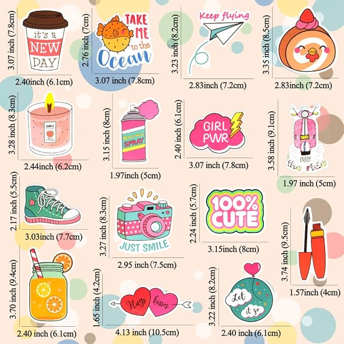QTL Cute Stickers for Girls VSCO Stickers for Hydroflask Laptop Kids Teens Girls Waterproof Vinyl Packs 50Pcs