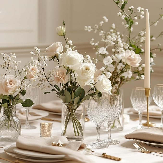 Fixwal 12pcs Vase for Flower 6 Inch Clear Glass Cylinder Vases for Centerpieces, Glass Flower Vase Floating Candle Holder Vase for Table Shelf, Party, Wedding, Home Decor