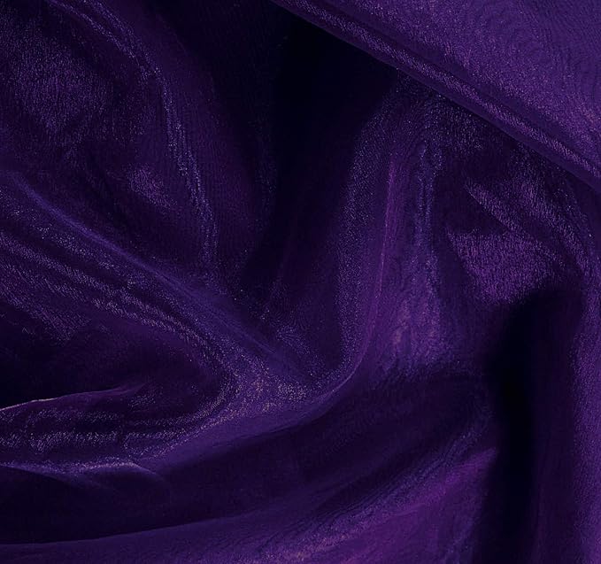 VDS Purple Organza Fabric, 5 Yards Continuous, 45” Wide, Wedding Party Decoration Iridescent Crystal Sheer Shiny Organza Tulle Bridal Dress DIY Crafts Costume Sewing Backdrop Arch Cloth