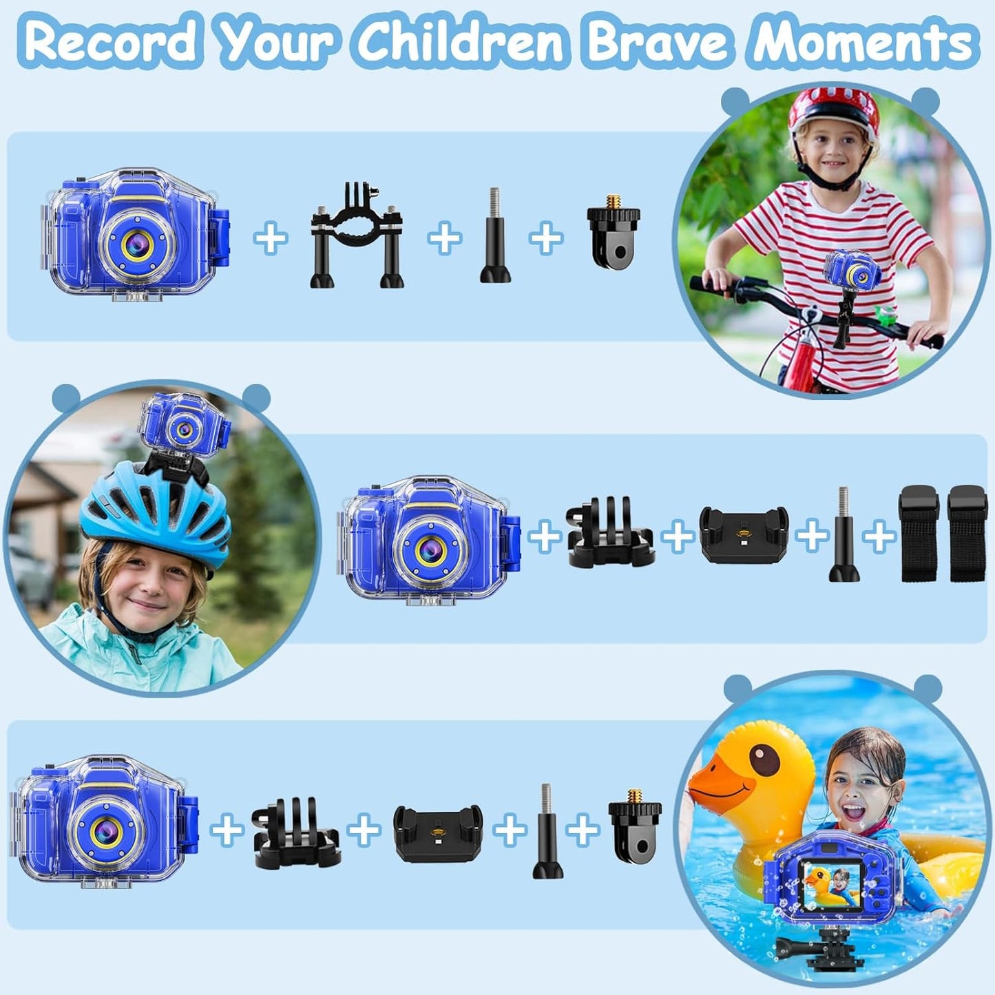 Agoigo Kids Waterproof Camera - Children Underwater HD Video Digital Camcorder, Portable Travel Toy for Toddler - Ideal Christmas Birthday Gifts for Boys Girls Age 3-12 with 32GB Card (Dark Blue)