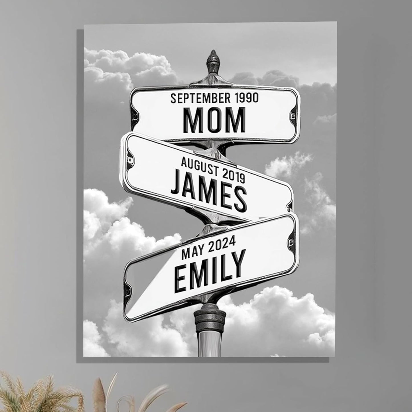 Personalized Gifts for Mom Family Names Street Custom Multi-Name Date of Birth Vintage Street Sign Happy Mothers Day Canvas Wall Art Best Christmas Gifts for Mommy from Daughter Son Children Kids #16