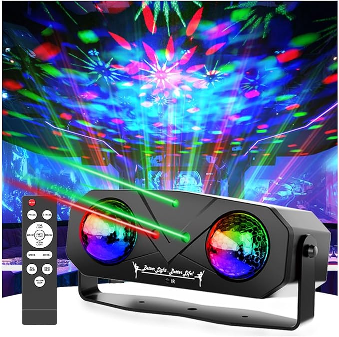 Disco Ball Light,Party Disco Dj Strobe Ocean Star Projector Dance Light Sound Activated with Remote Control Stage Rave for Parties Club Bar Birthday Wedding KTV Christmas Halloween Dancing Décor