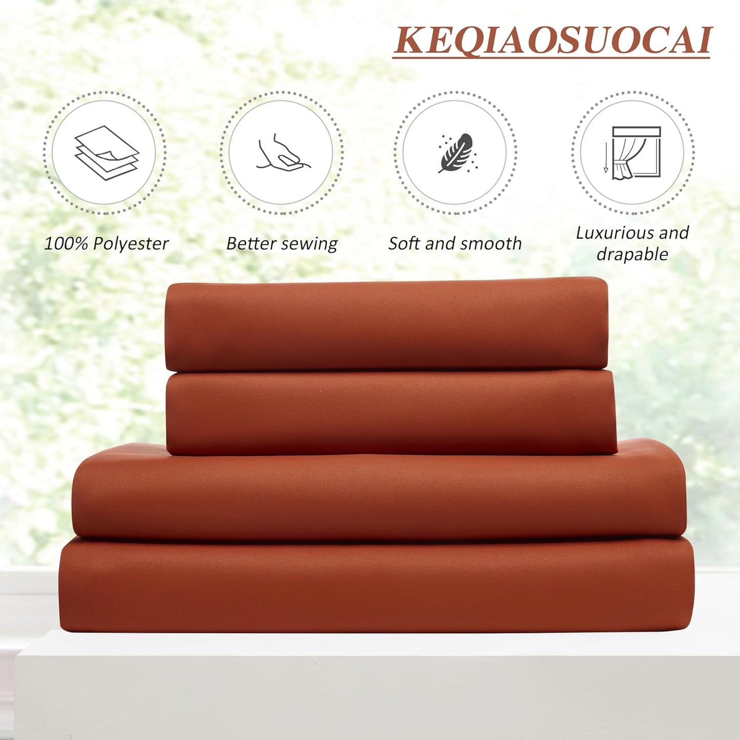 KEQIAOSUOCAI Extra Long Pinch Pleated Curtains 120 Inches Long 2 Panels Set, Pleat with Hooks, Thermal Insulated Blackout Window Drapes Rustic Curtain for Bedroom 40x120,Burnt Orange
