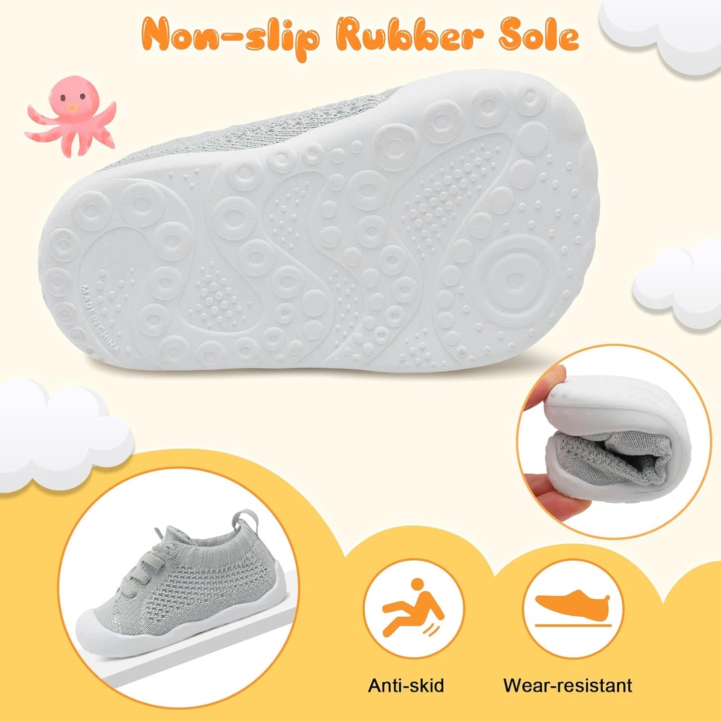 JIASUQI Baby Shoes for Toddler Boys Girls Sneakers Slip on Walking Shoes for Babies