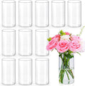 6 Inch Glass Cylinder Vases for Centerpieces | 12Pcs Clear Small Flower Vase for Wedding Decorations, Floating Candle Vases in Bulk, Hurricane Candle Holders for Table, Home Décor