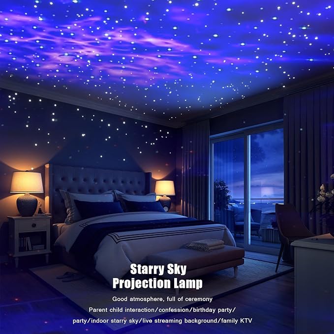 Party Lights Starry Sky Projector Ocean Wave Projector 3 in 1, DJ Dicso Ball Home Light with Remote Control, Suitable Parties Night Light Bedroom Home Theater Ceiling Room Decor Magic Corridor