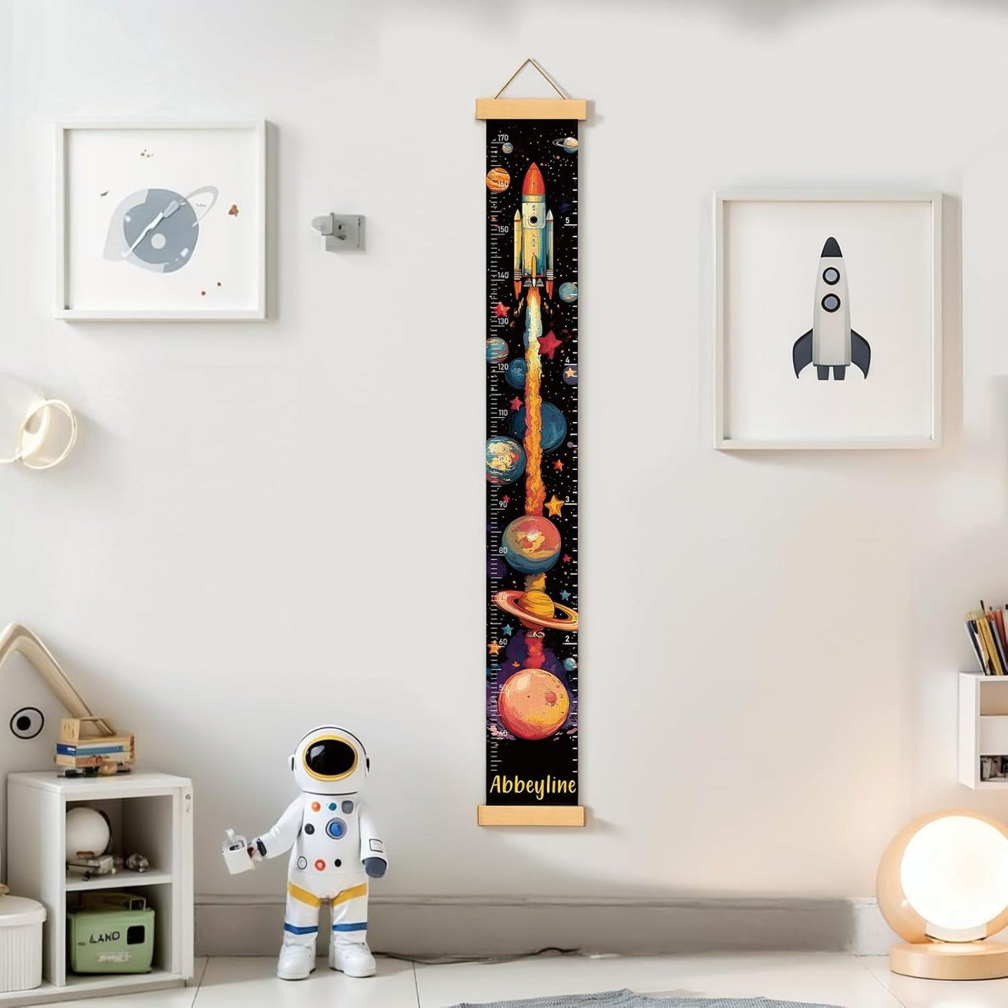 Personalized Name Kids Growth Chart for Wall, Rocket Premium Canvas Removable Height Chart for Kids, Height Measurement for Wall, Height Chart for Kids & Babies, Kids Nursery Decor