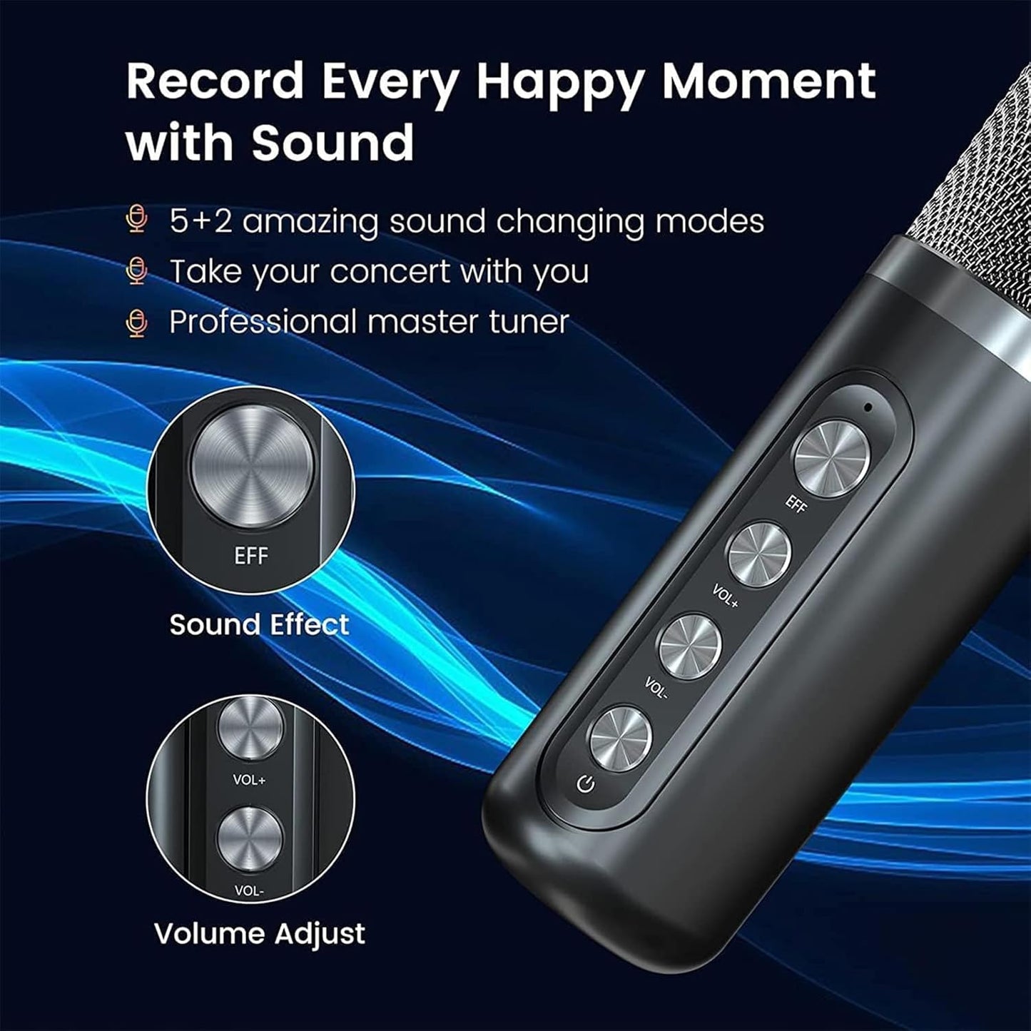 Karaoke Machine for Kids Adults - Portable Bluetooth Speaker with 2 Wireless Microphones, Singing Machine for Home Party, Birthday Gifts for Girls Boys Ages 4, 5, 6, 7, 8, 9, 10, 11, 12+ Years Old